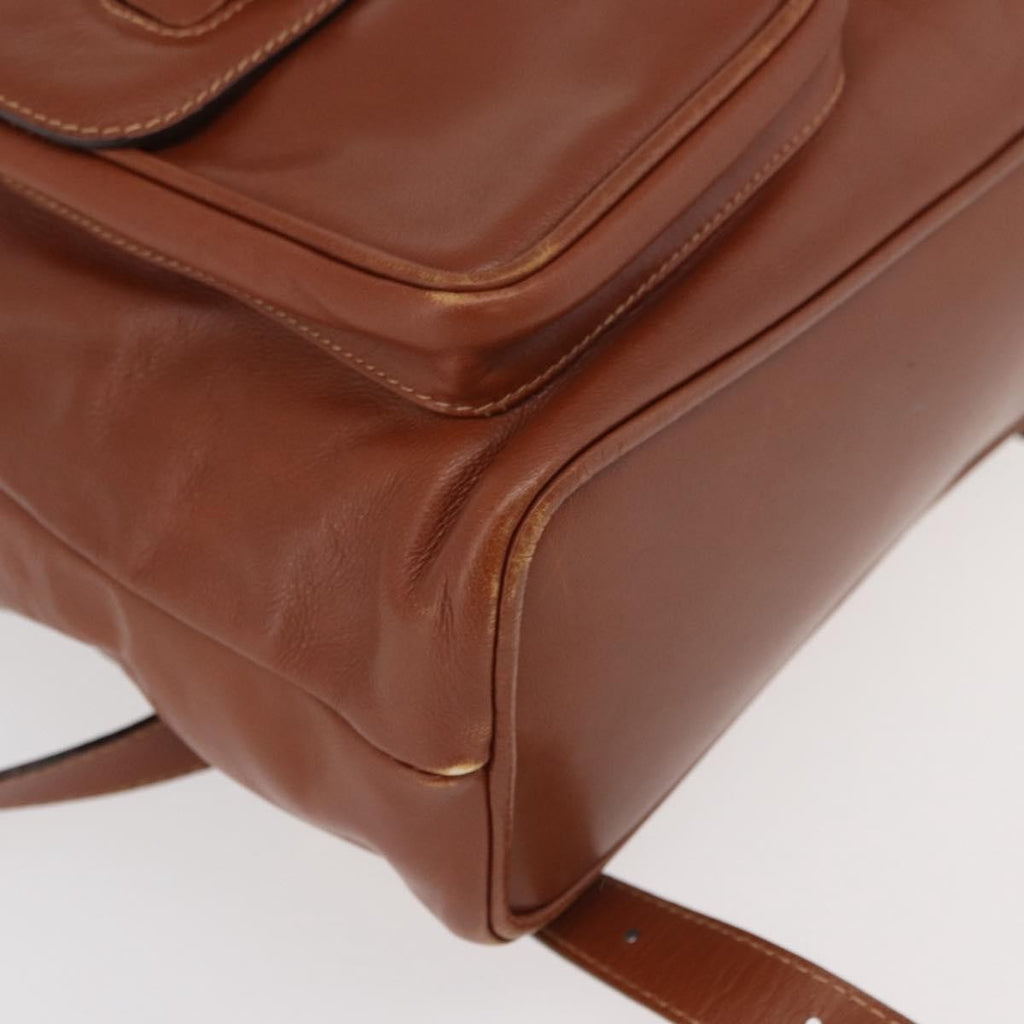 Gucci Vintage Bamboo Backpack Leather Brown Leather Backpack Bag (Pre-Owned)