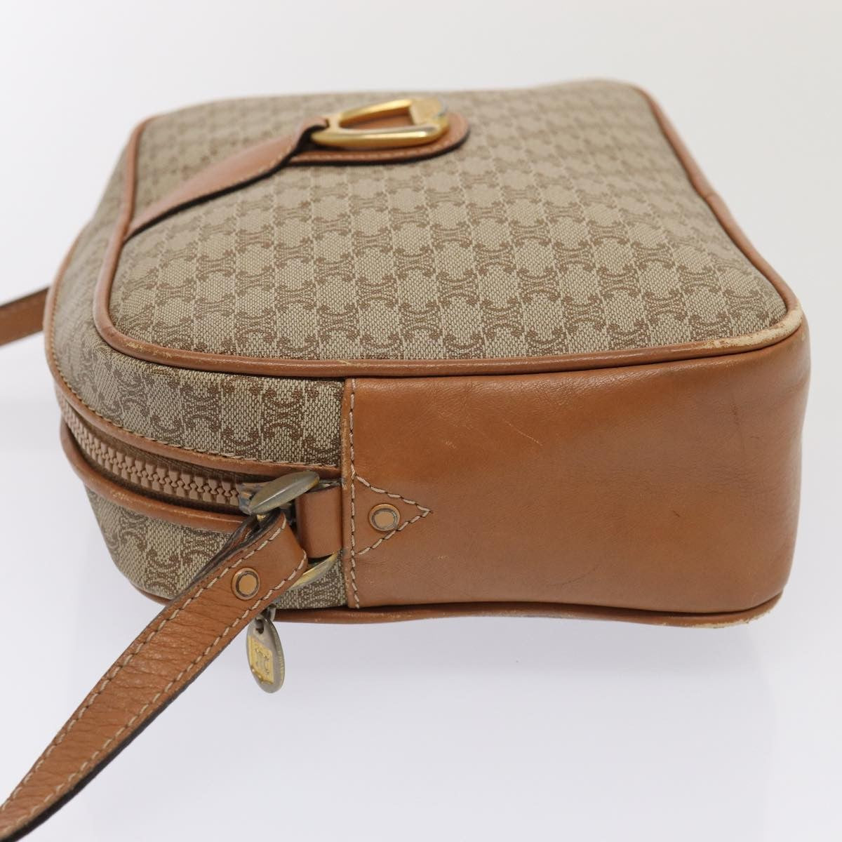 Celine Vintage Macadam Shoulder Bag Canvas And Leather Beige Canvas Shoulder Bag Bag