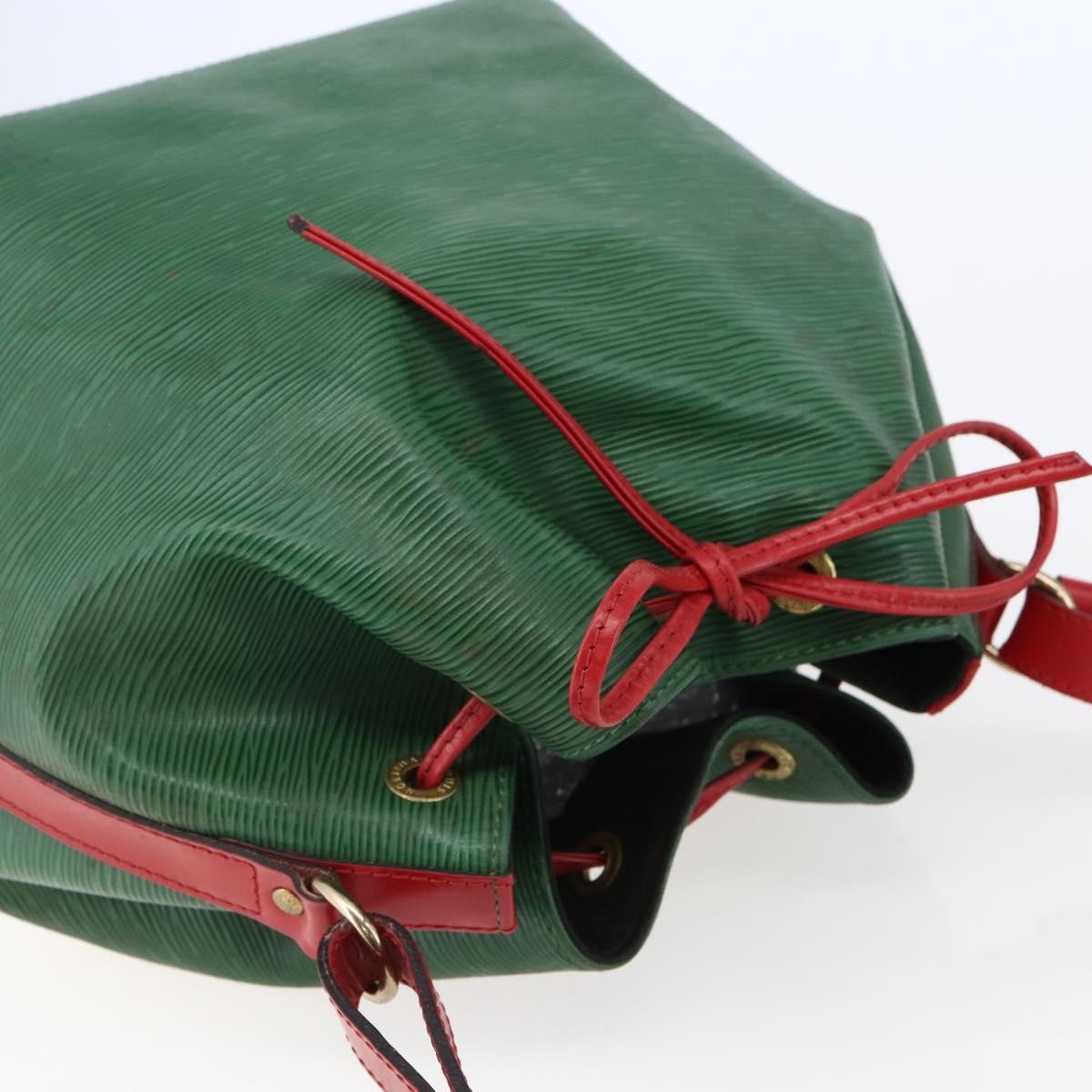 Louis Vuitton Petit Noe Handbag Two Tone Epi Leather Green Leather Bag