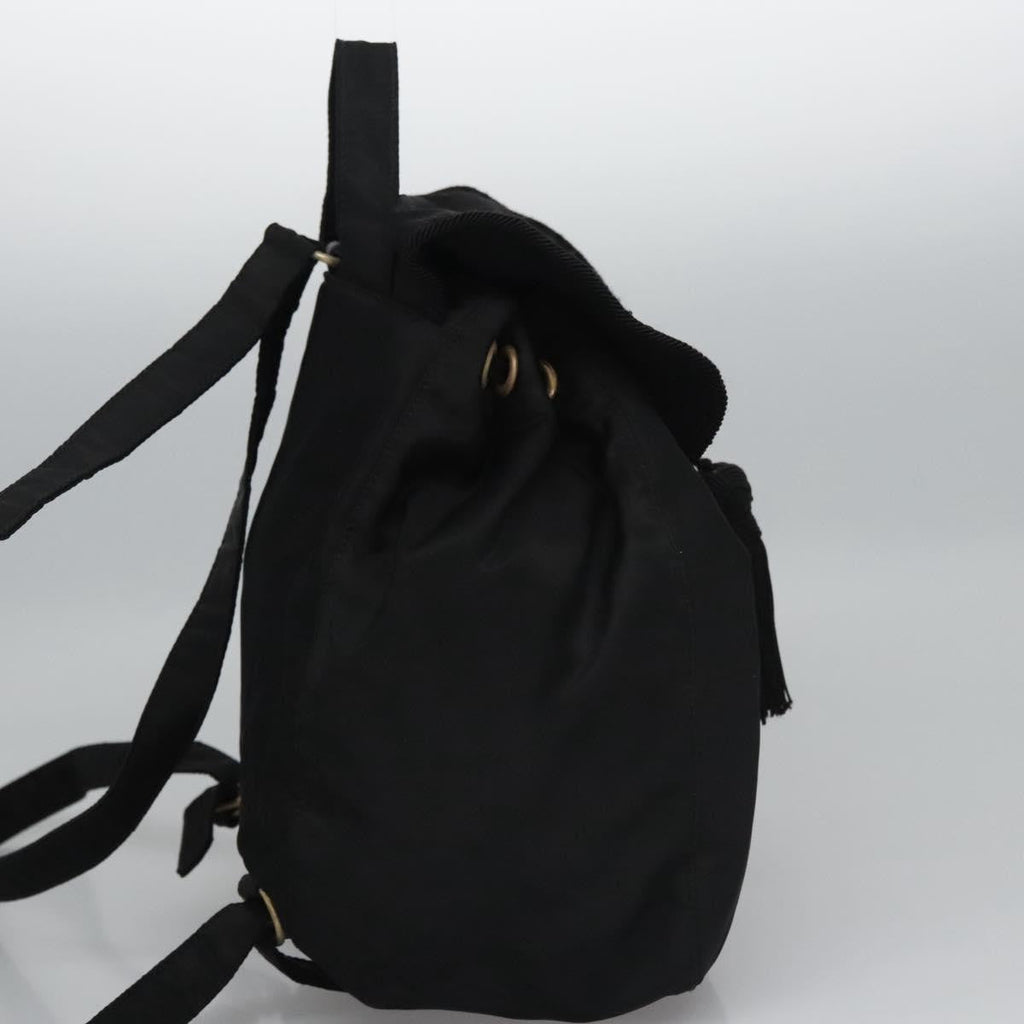 Prada Flap Drawstring Backpack Tessuto Black Nylon Backpack Bag