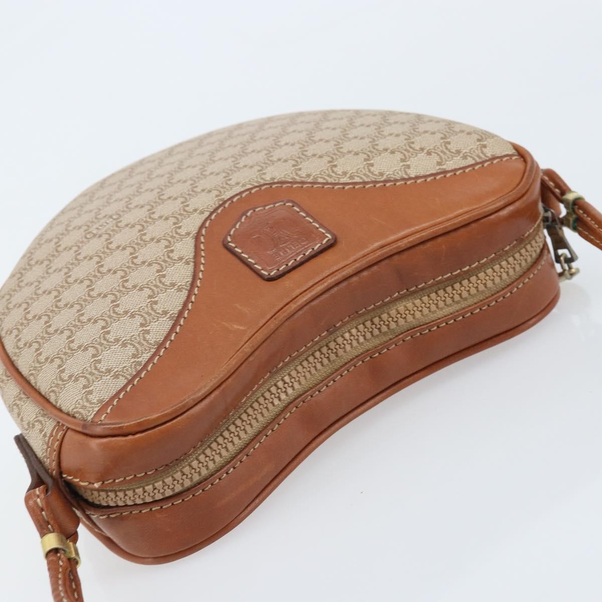 Celine Vintage Macadam Shoulder Bag Canvas And Leather Beige Canvas Shoulder Bag Bag