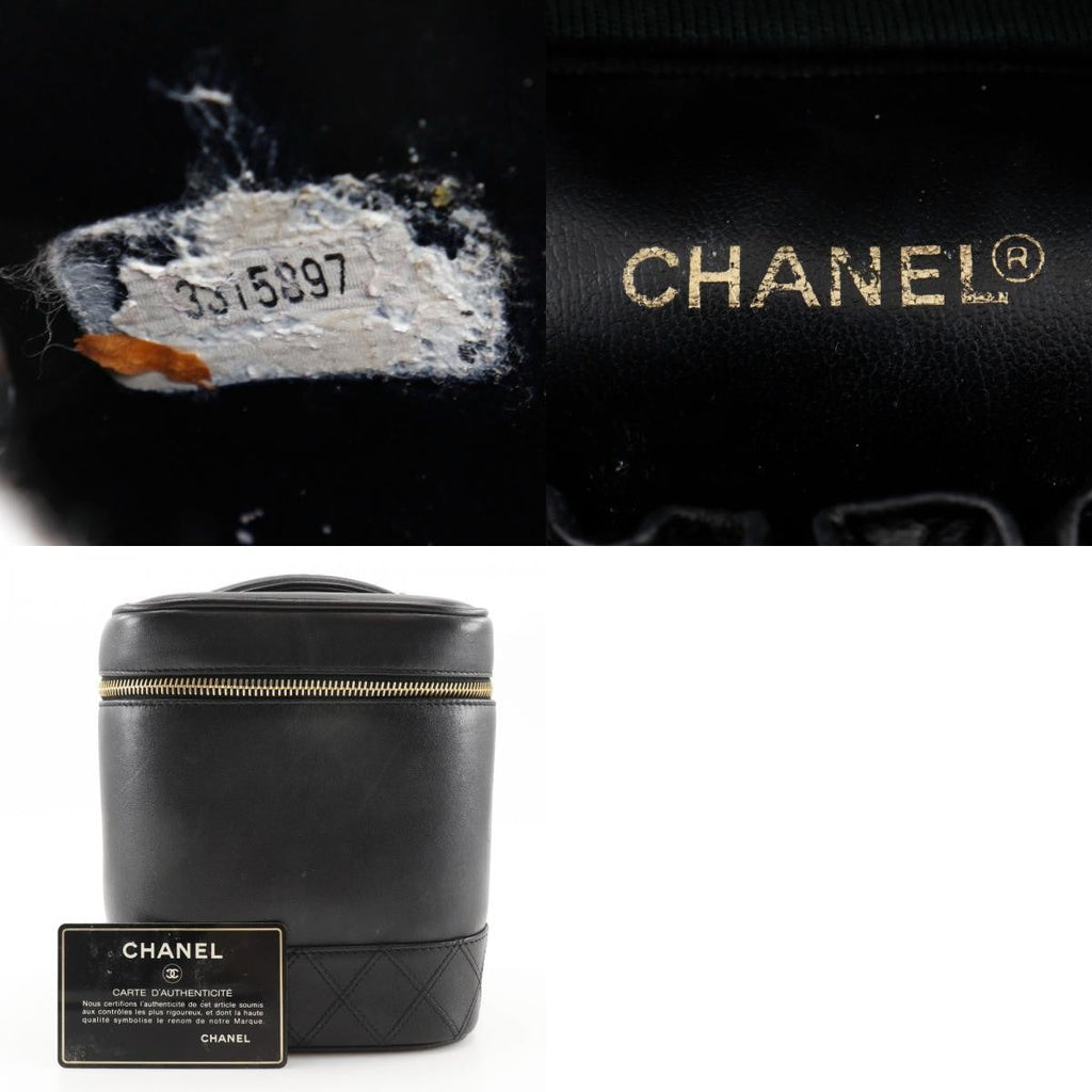 Chanel Vintage Cosmetic Case Leather Black Leather Clutche & Pouche Bag