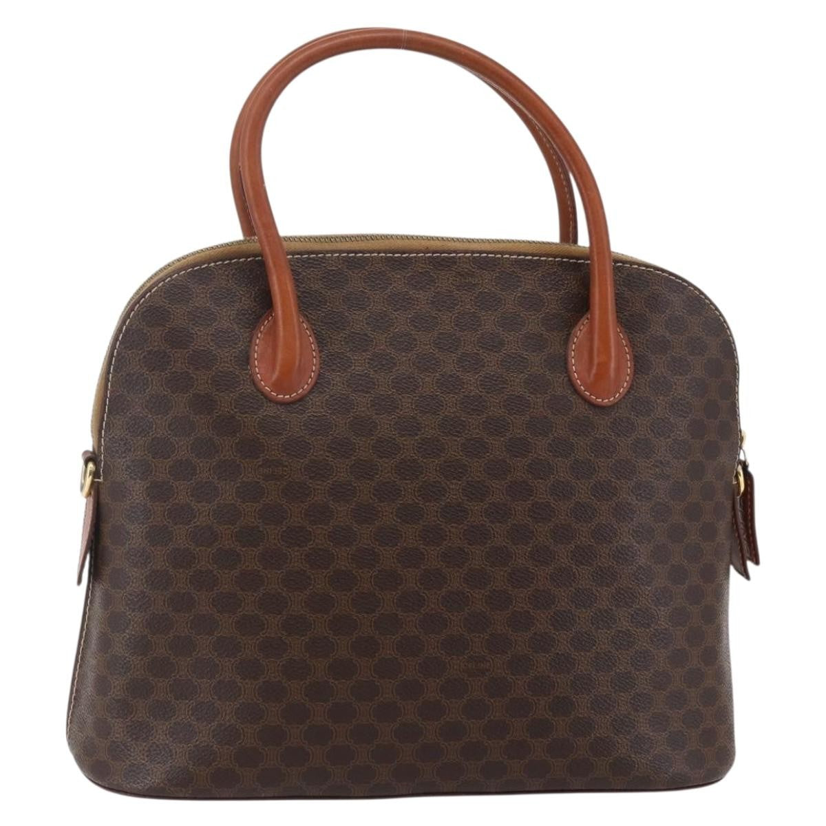 Celine Vintage Macadam Handbag Canvas Brown Canvas Handbag