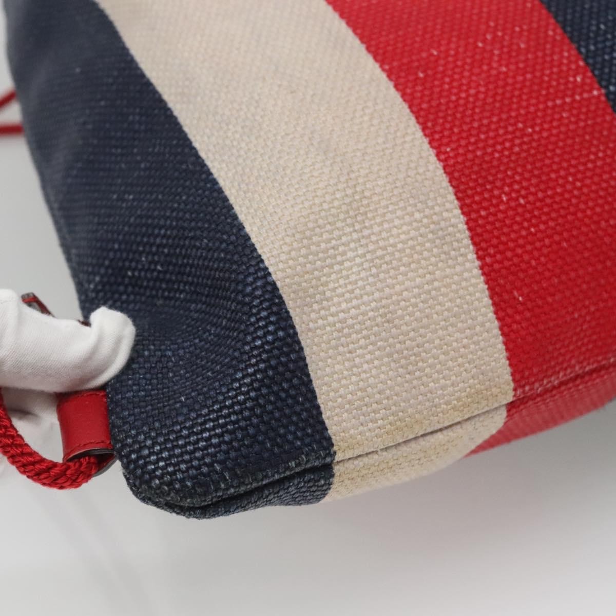 Gucci Logo Drawstring Backpack Striped Canvas Multicolour Canvas Backpack Bag (Pre-Owned)