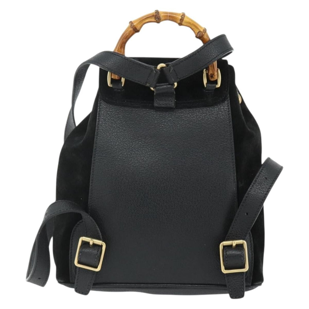 Gucci Gucci Bamboo Backpack Daim Black Suede Backpack Bag (Pre-Owned)
