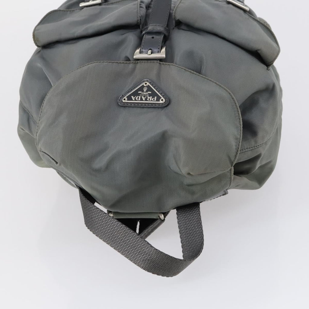 Prada Double Front Pocket Backpack Tessuto Gray Nylon Backpack Bag