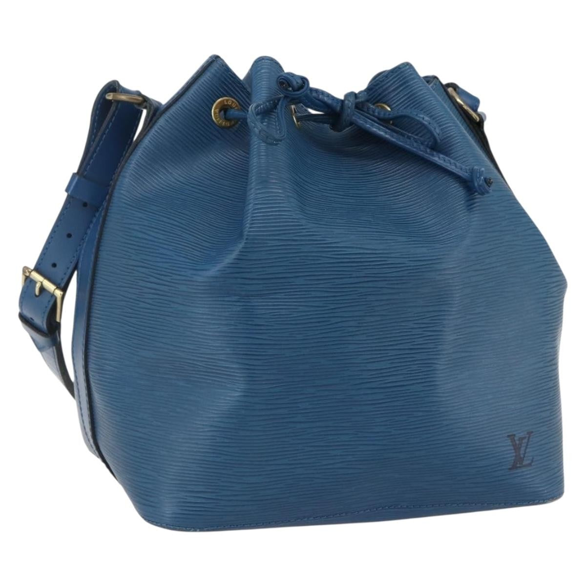 Louis Vuitton Petit Noe Handbag Epi Leather Blue Leather Shoulder Bag