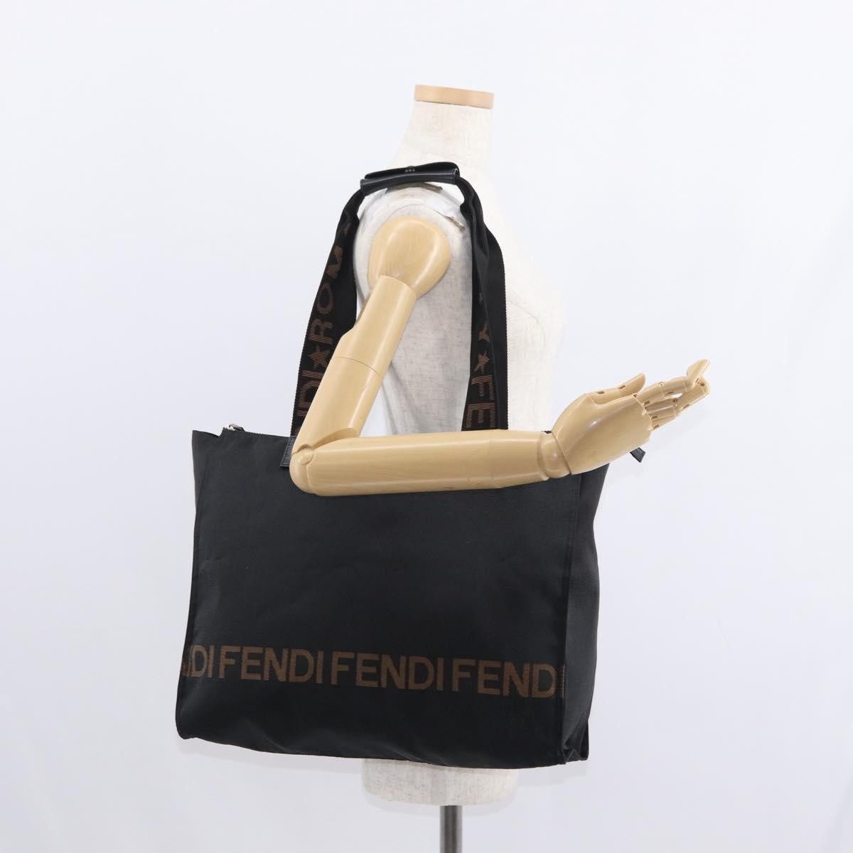 Fendi Vintage Convertible Logo Weekender Nylon Black Nylon Tote Bag Bag