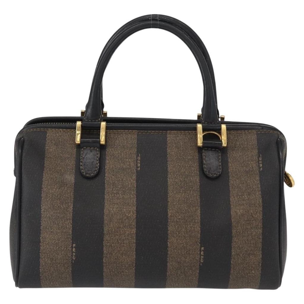 Fendi Vintage Pequin Convertible Boston Bag Coated Canvas Brown Canvas Travel Bag Bag