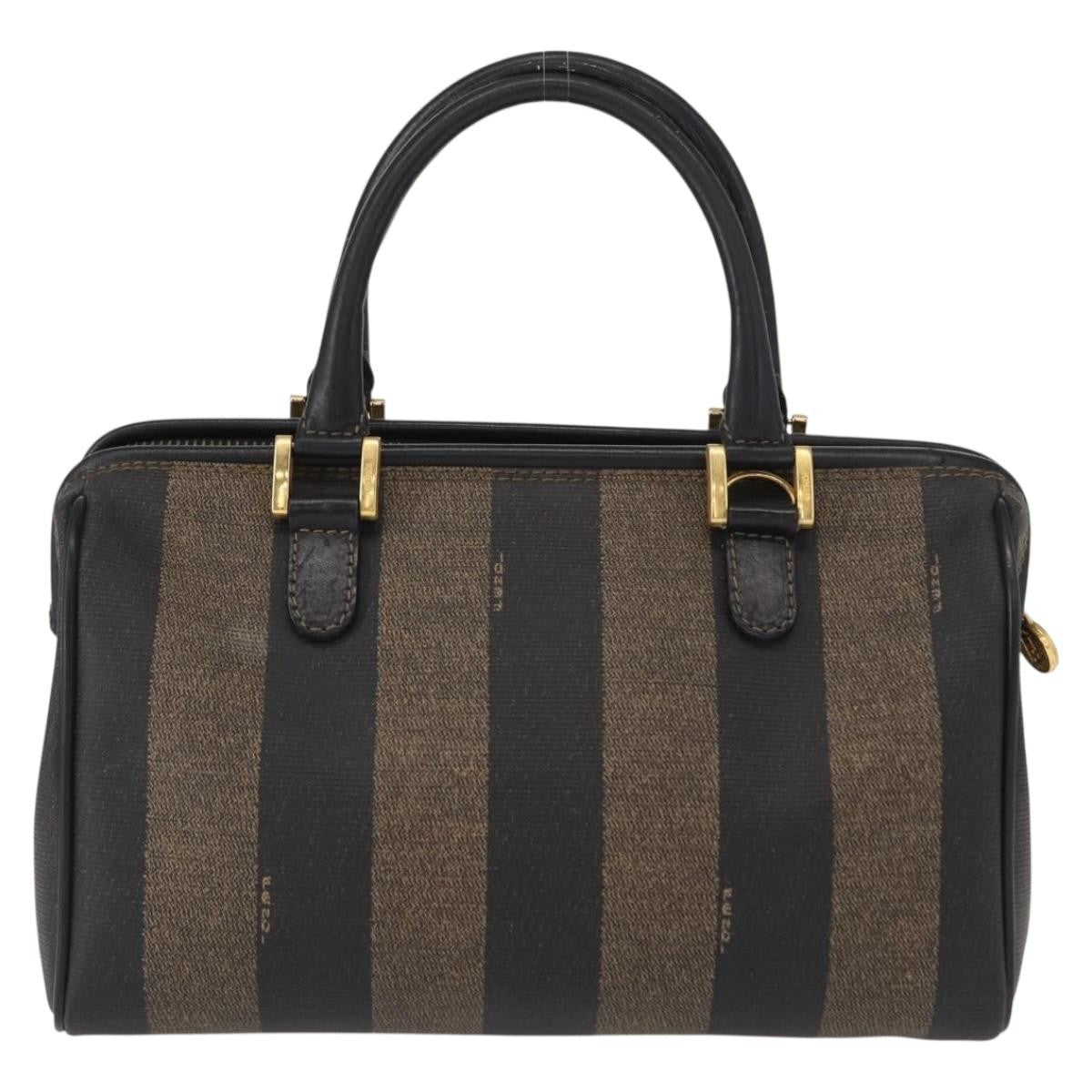 Fendi Vintage Pequin Convertible Boston Bag Coated Canvas Brown Canvas Travel Bag Bag