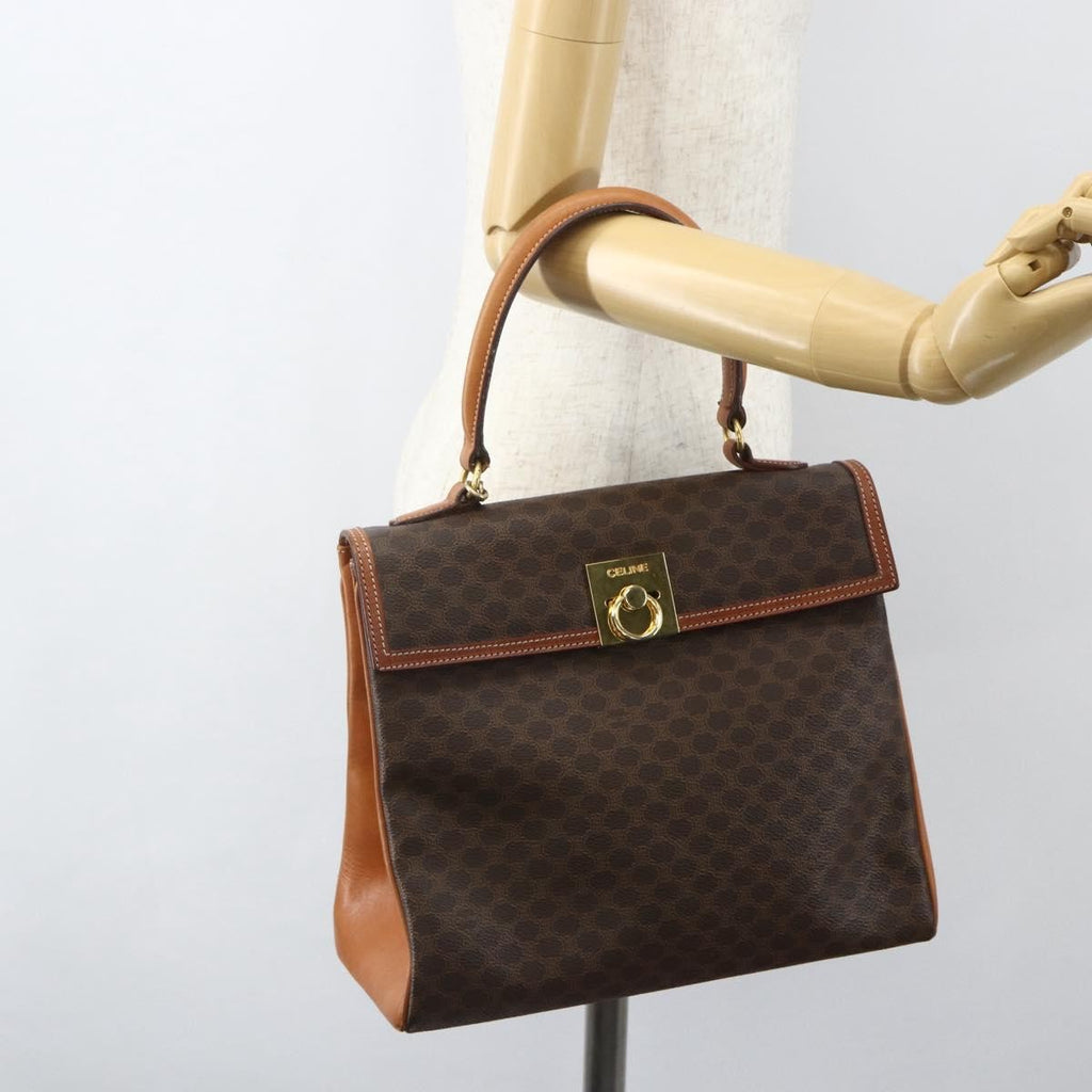 Celine Vintage Macadam Handbag Canvas And Leather Brown Canvas Handbag
