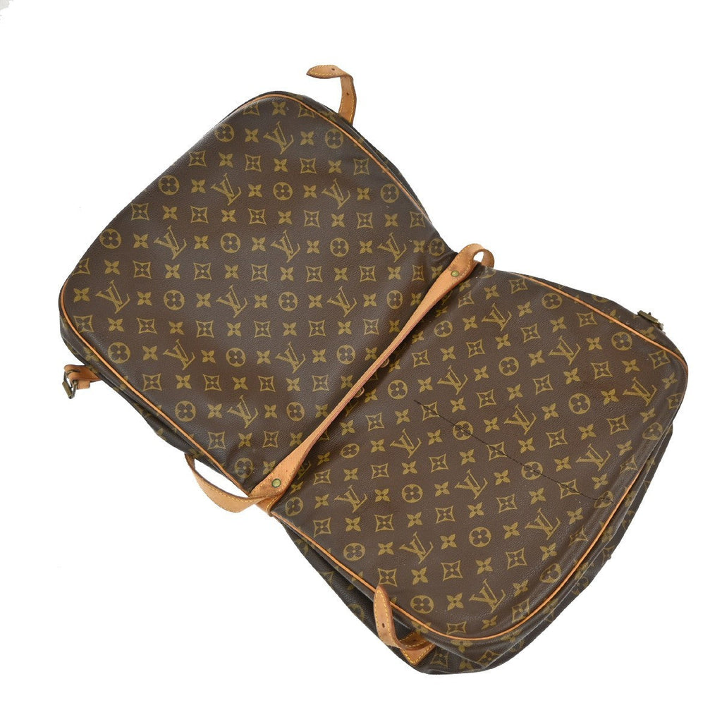 Louis Vuitton Saumur Handbag Monogram Canvas Brown Leather Shoulder Bag