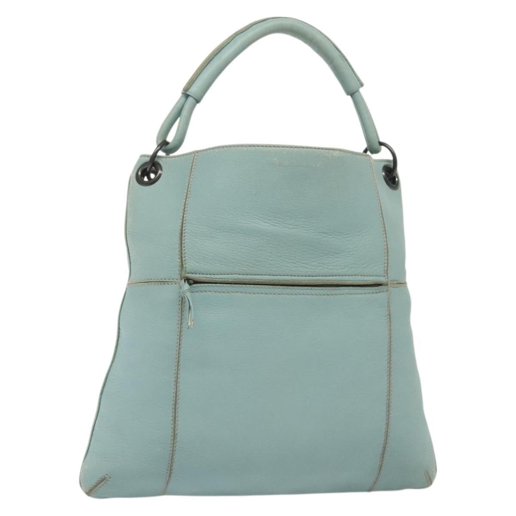 Bottega Veneta Front Zip Hobo Leather Blue Leather Bag