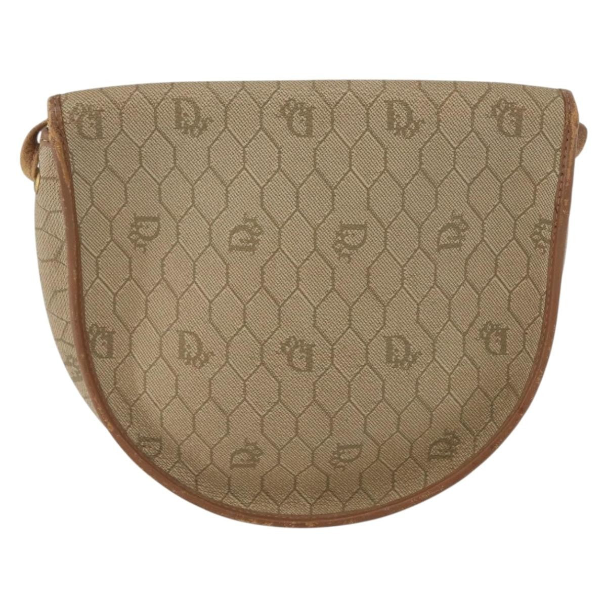 Christian Dior Vintage Honeycomb Flap Crossbody Bag Canvas And Leather Beige Canvas Shoulder Bag Bag (Pre-Owned)