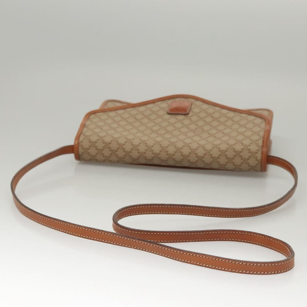 Celine Vintage Macadam Shoulder Bag Canvas And Leather Beige Canvas Shoulder Bag Bag