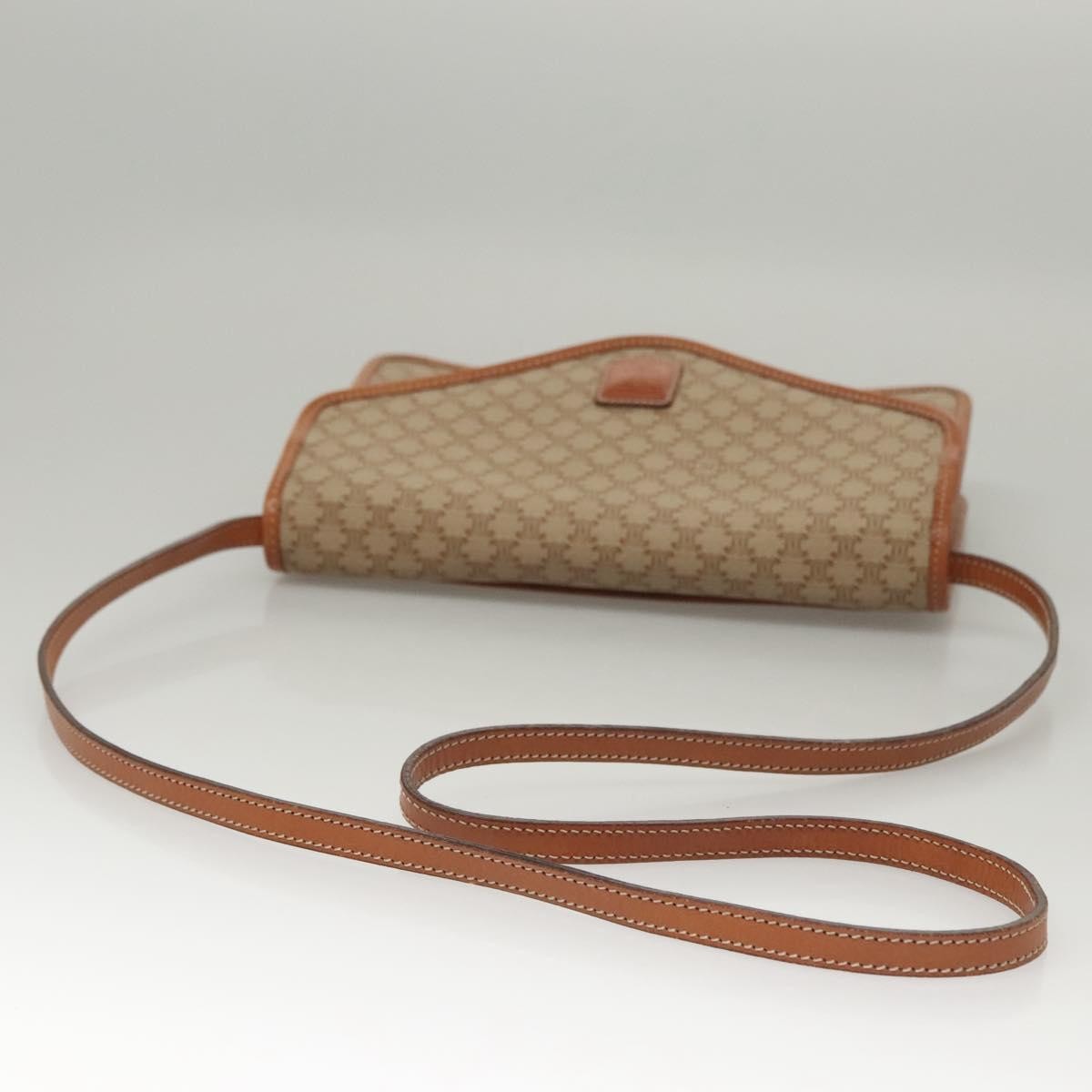 Celine Vintage Macadam Shoulder Bag Canvas And Leather Beige Canvas Shoulder Bag Bag