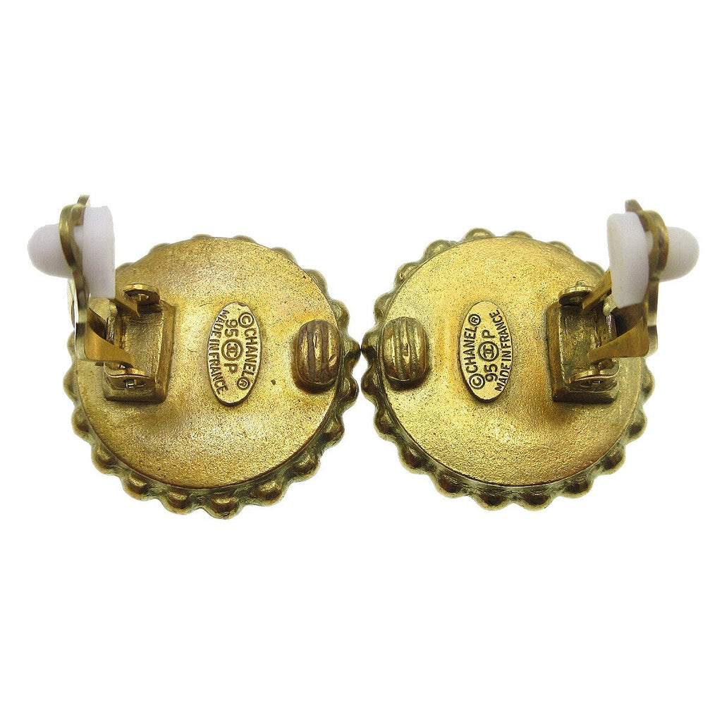 Chanel Cc Round Earrings Metal Black Gold_Plated Earrings Jewelry