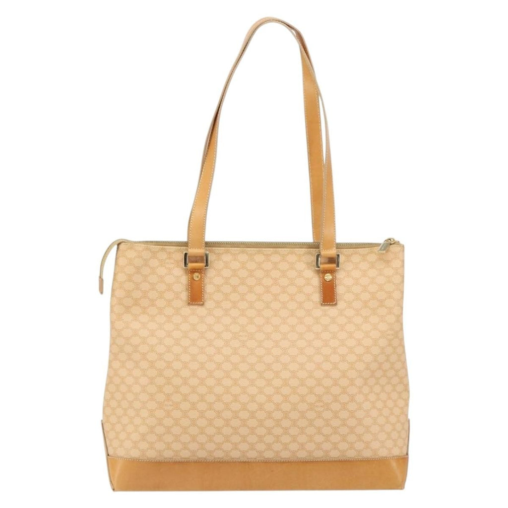 Celine Vintage Macadam Tote Bag Canvas And Leather Beige Canvas Tote Bag Bag