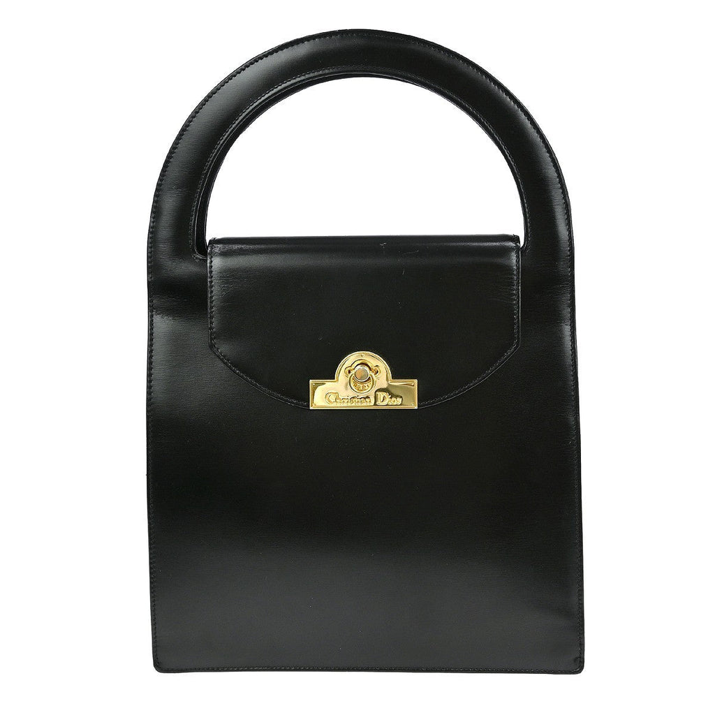 Christian Dior Vintage Handbag Leather Black Leather Handbag (Pre-Owned)