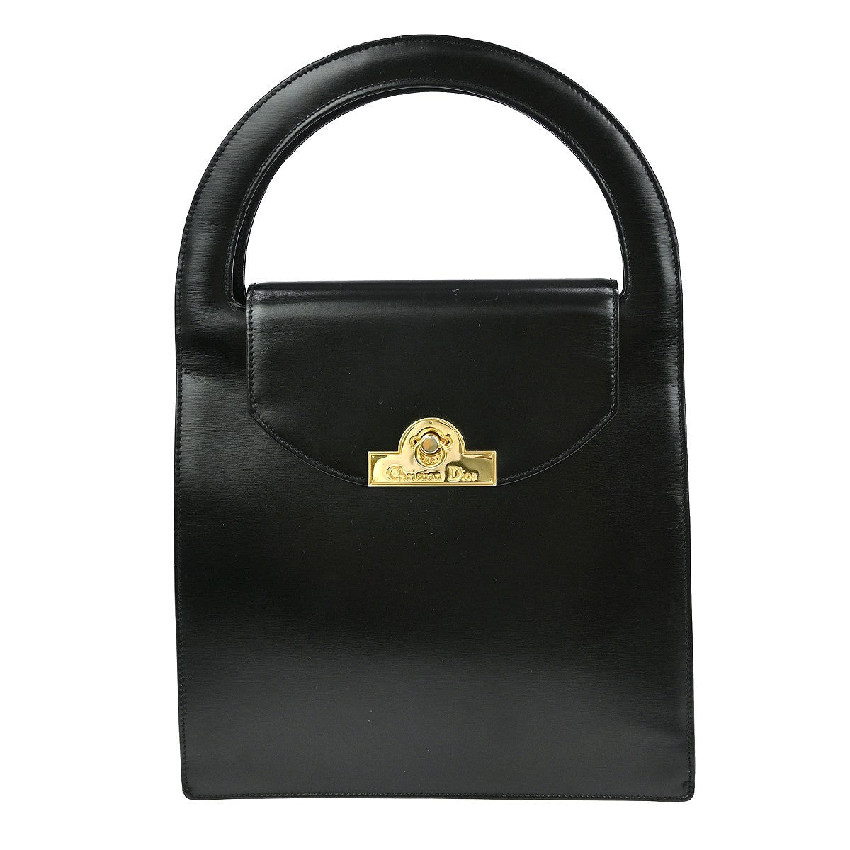 Christian Dior Vintage Handbag Leather Black Leather Handbag (Pre-Owned)