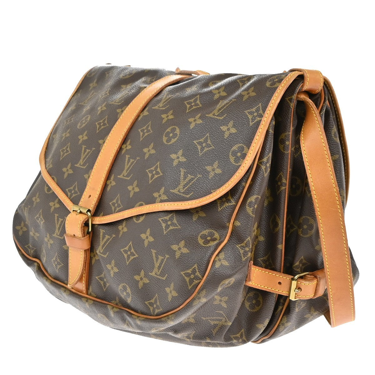 Louis Vuitton Saumur Handbag Monogram Canvas Brown Canvas Shoulder Bag