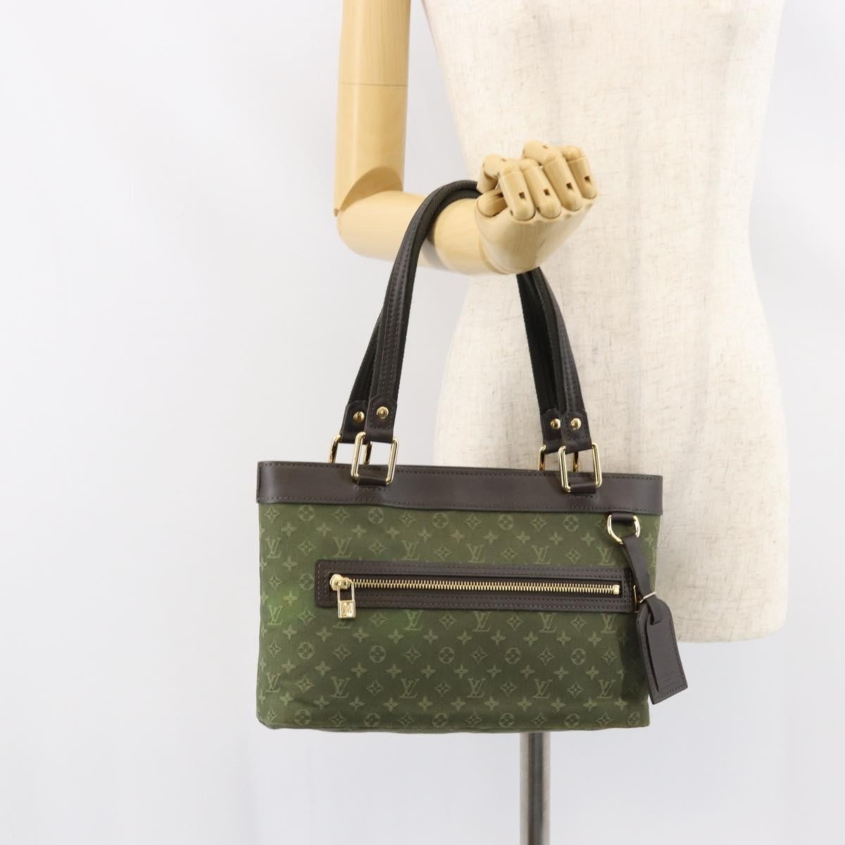 Louis Vuitton Lucille Handbag Mini Lin Khaki Canvas Handbag