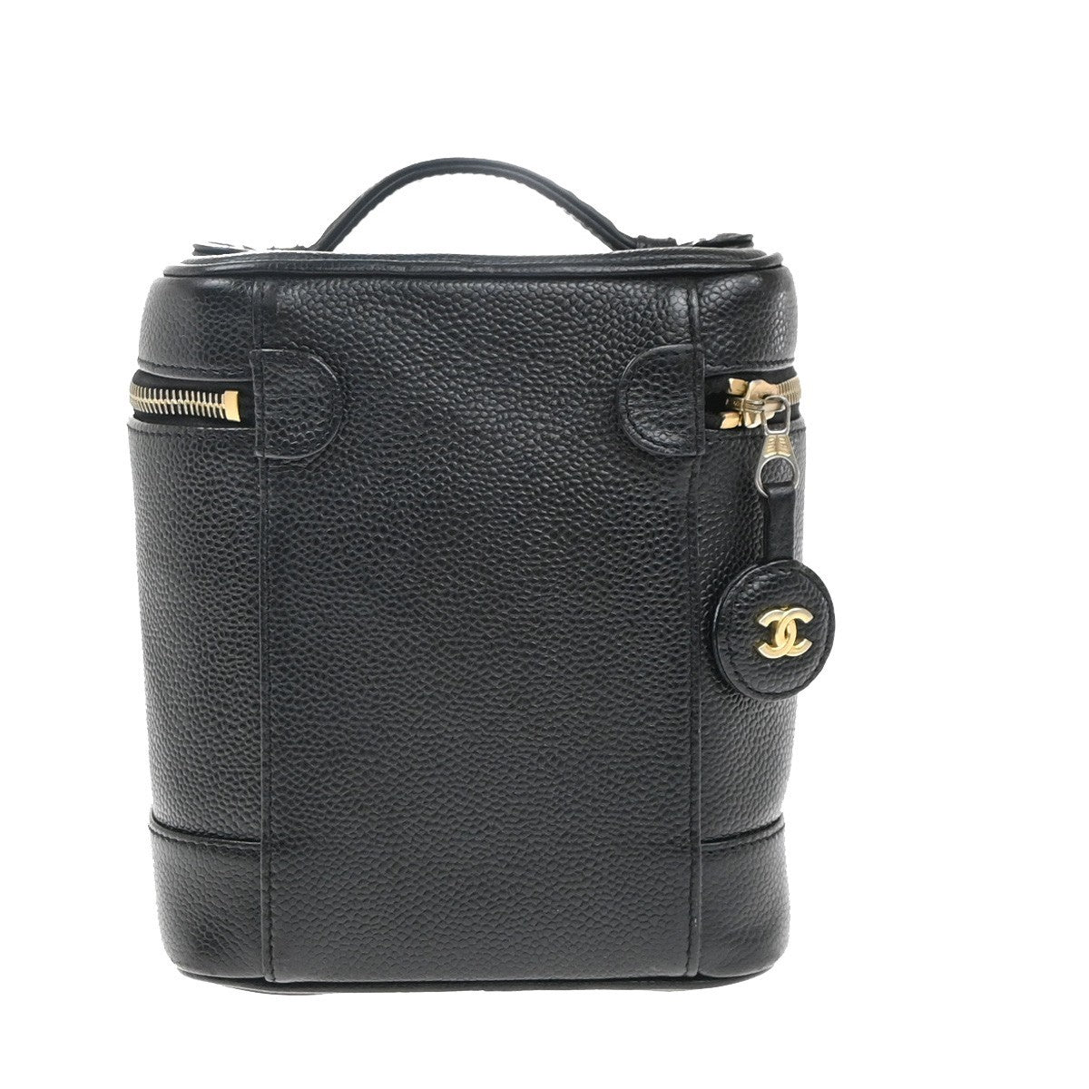 Chanel Vintage Timeless Cosmetic Case Caviar Black Leather Handbag