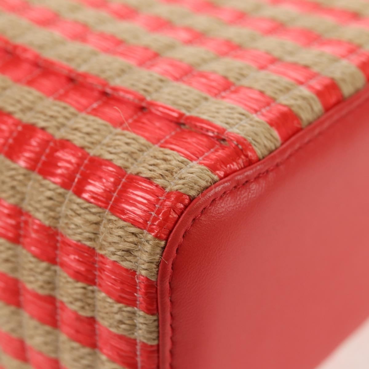 Chanel Classic Vanity Case With Chain Striped Raffia And Jute Beige Canvas Clutche & Pouche Bag
