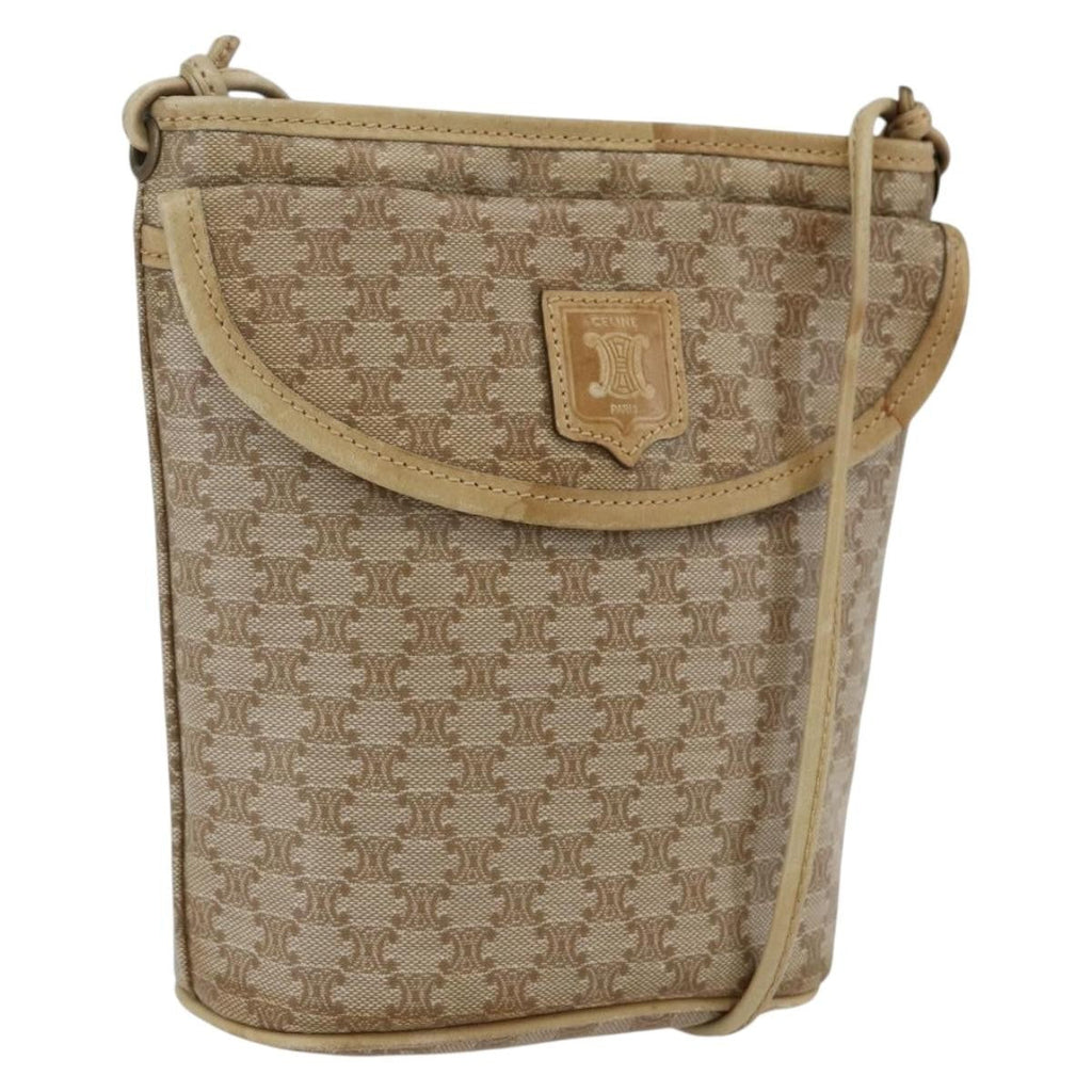 Celine Vintage Macadam Shoulder Bag Canvas Beige Canvas Shoulder Bag Bag