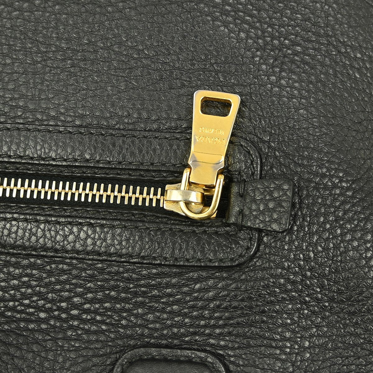 Prada Front Zip Tote Vitello Daino Black Leather Handbag