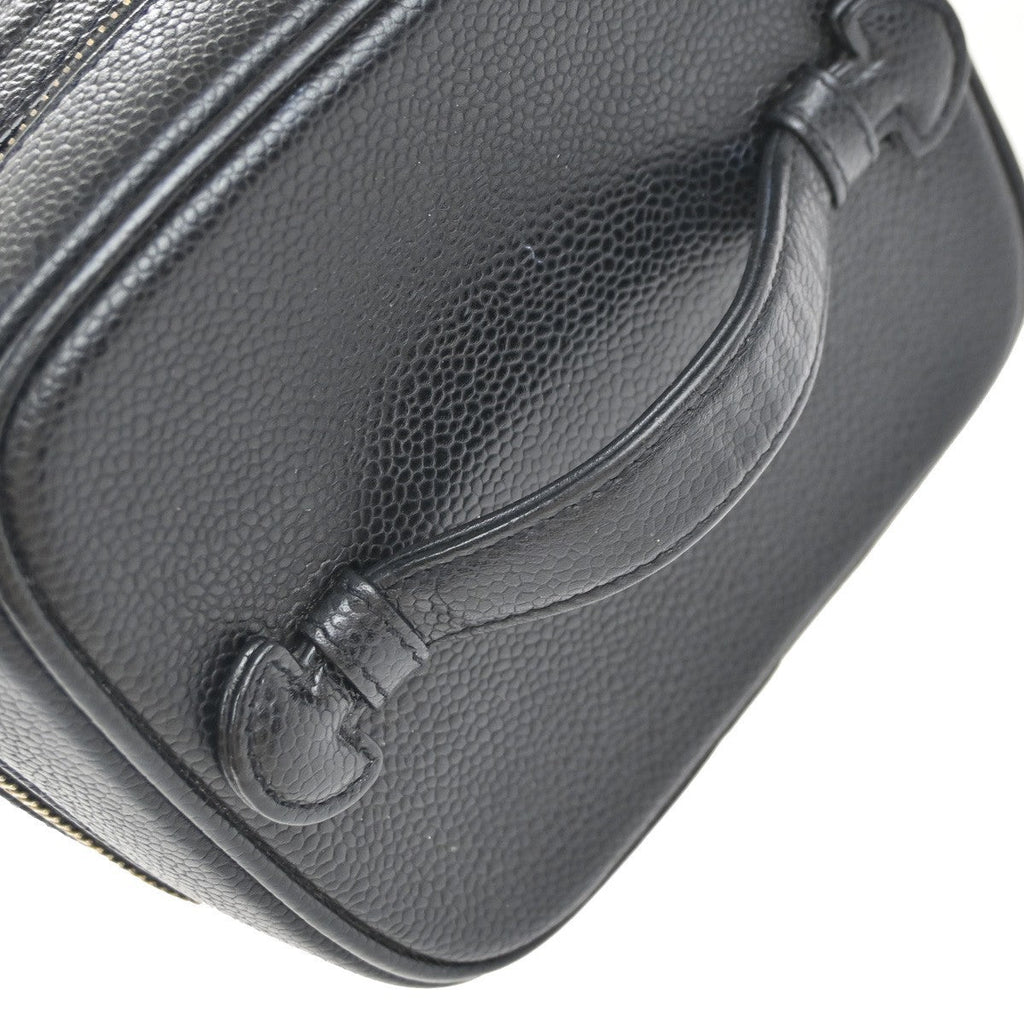 Chanel Vintage Timeless Cosmetic Case Caviar Black Leather Handbag