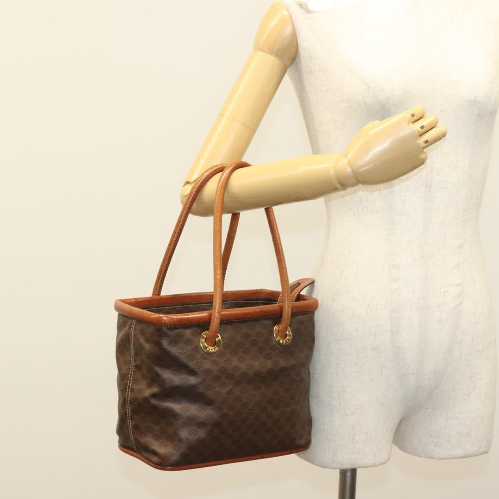 Celine Macadam Handbag Macadam With Leather Brown Canvas Handbag