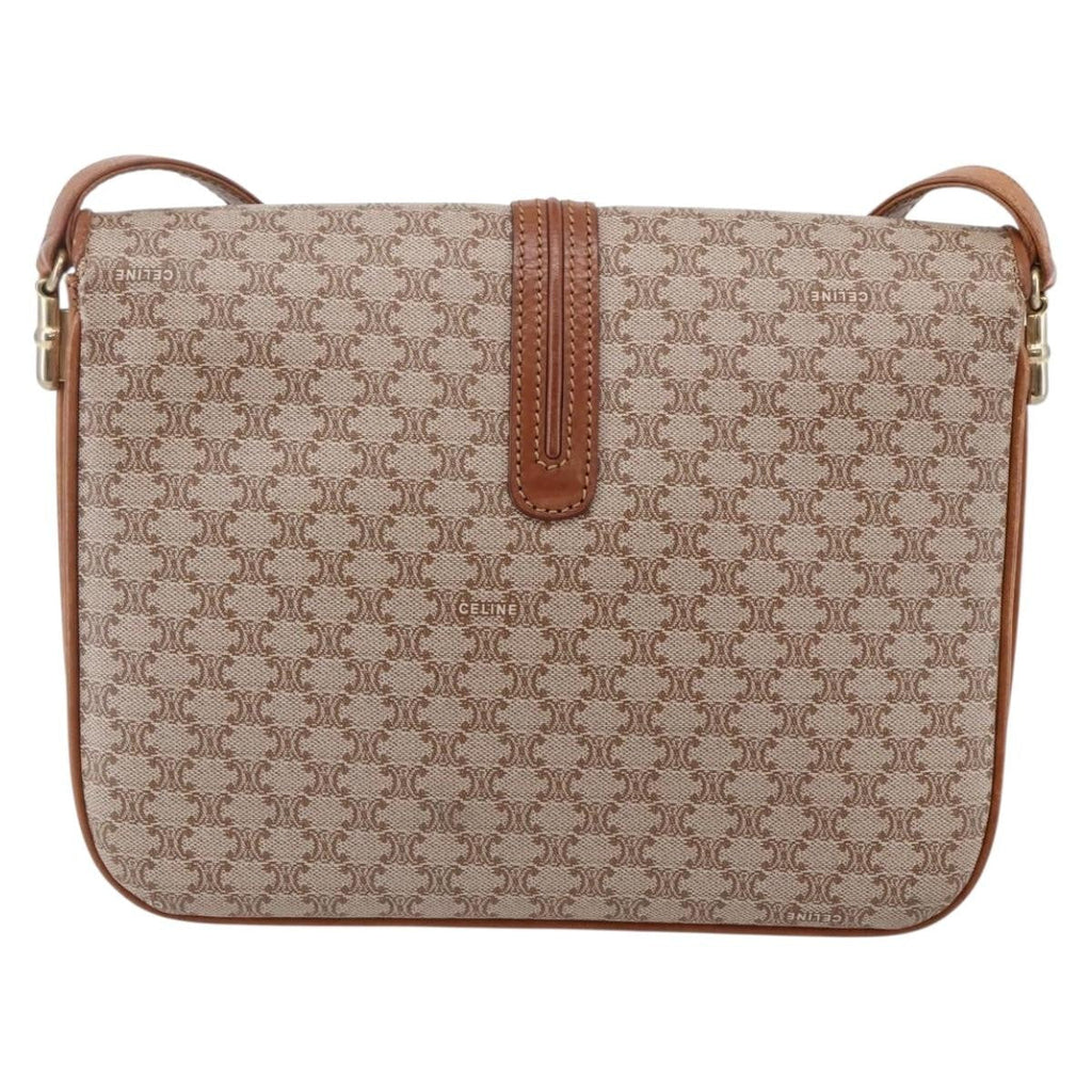 Celine Vintage Macadam Shoulder Bag Canvas And Leather Beige Canvas Shoulder Bag Bag