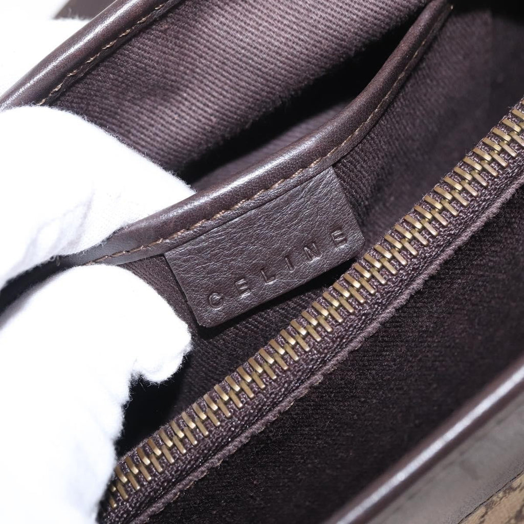 Celine Vintage Macadam Handbag Canvas Beige Canvas Handbag