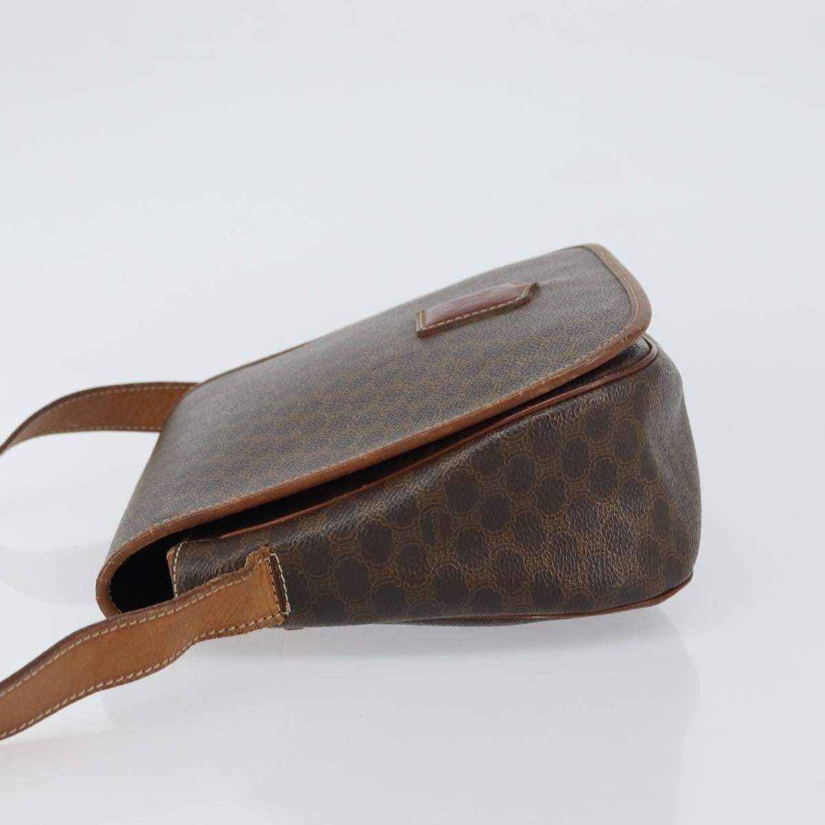 Celine Vintage Macadam Shoulder Bag Canvas And Leather Brown Canvas Shoulder Bag Bag