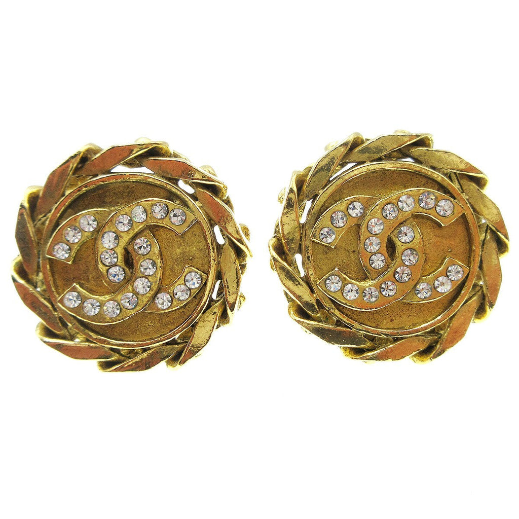 Chanel Cc Button Clip-On Earrings Metal With Faux Pearl Gold Gold_Plated Earrings Jewelry