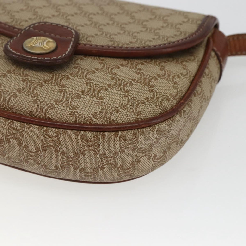 Celine Vintage Macadam Shoulder Bag Canvas And Leather Beige Pvc Shoulder Bag Bag