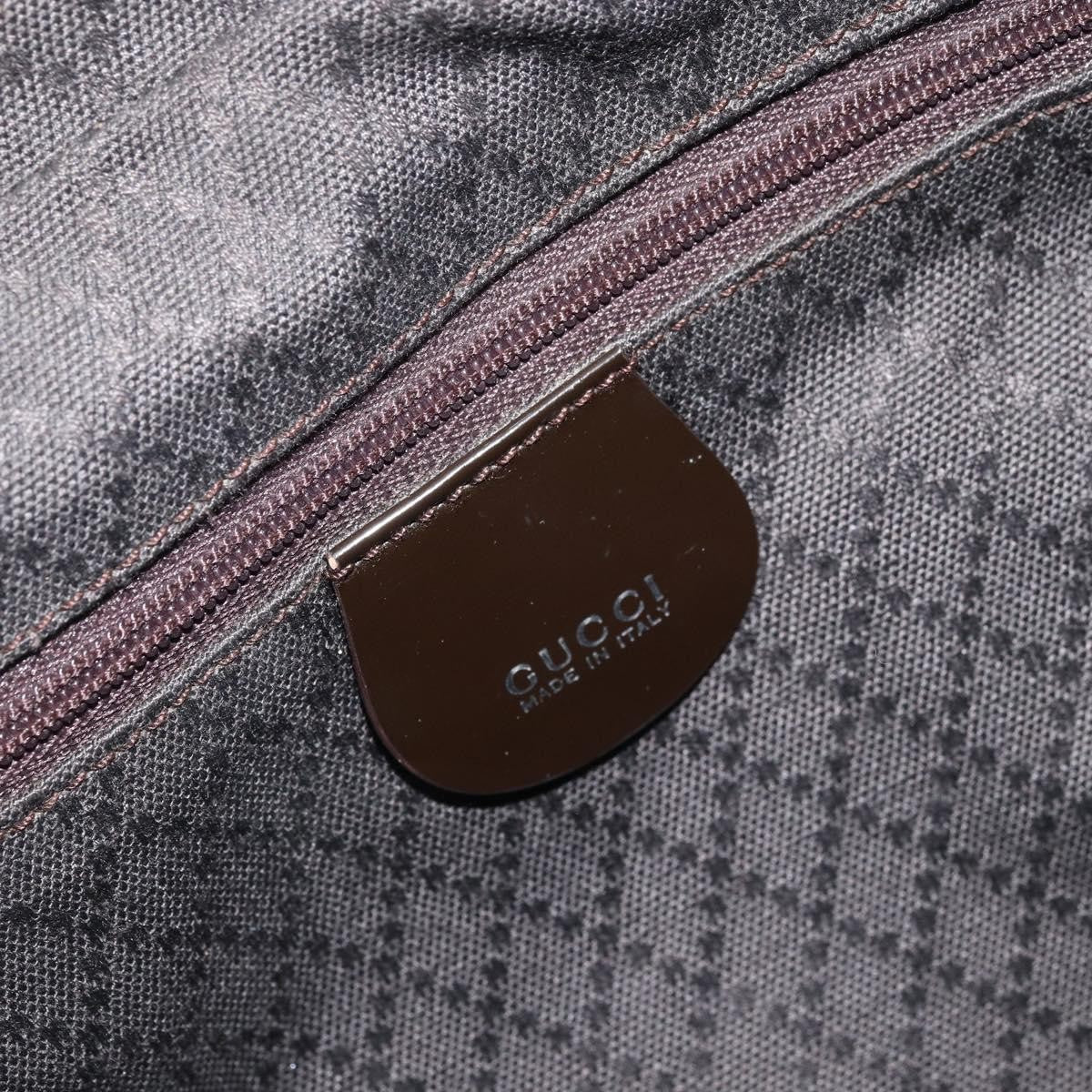 Gucci Vintage Bamboo Handle Bag Nylon Brown Nylon Handbag (Pre-Owned)