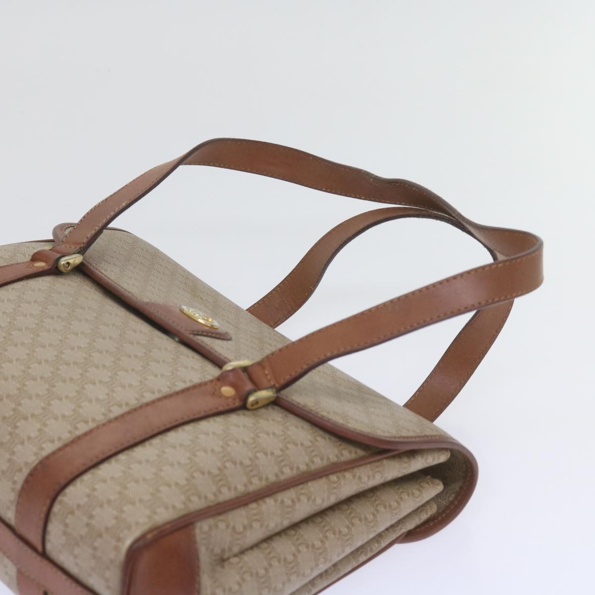 Celine Vintage Macadam Handbag Canvas And Leather Beige Canvas Handbag
