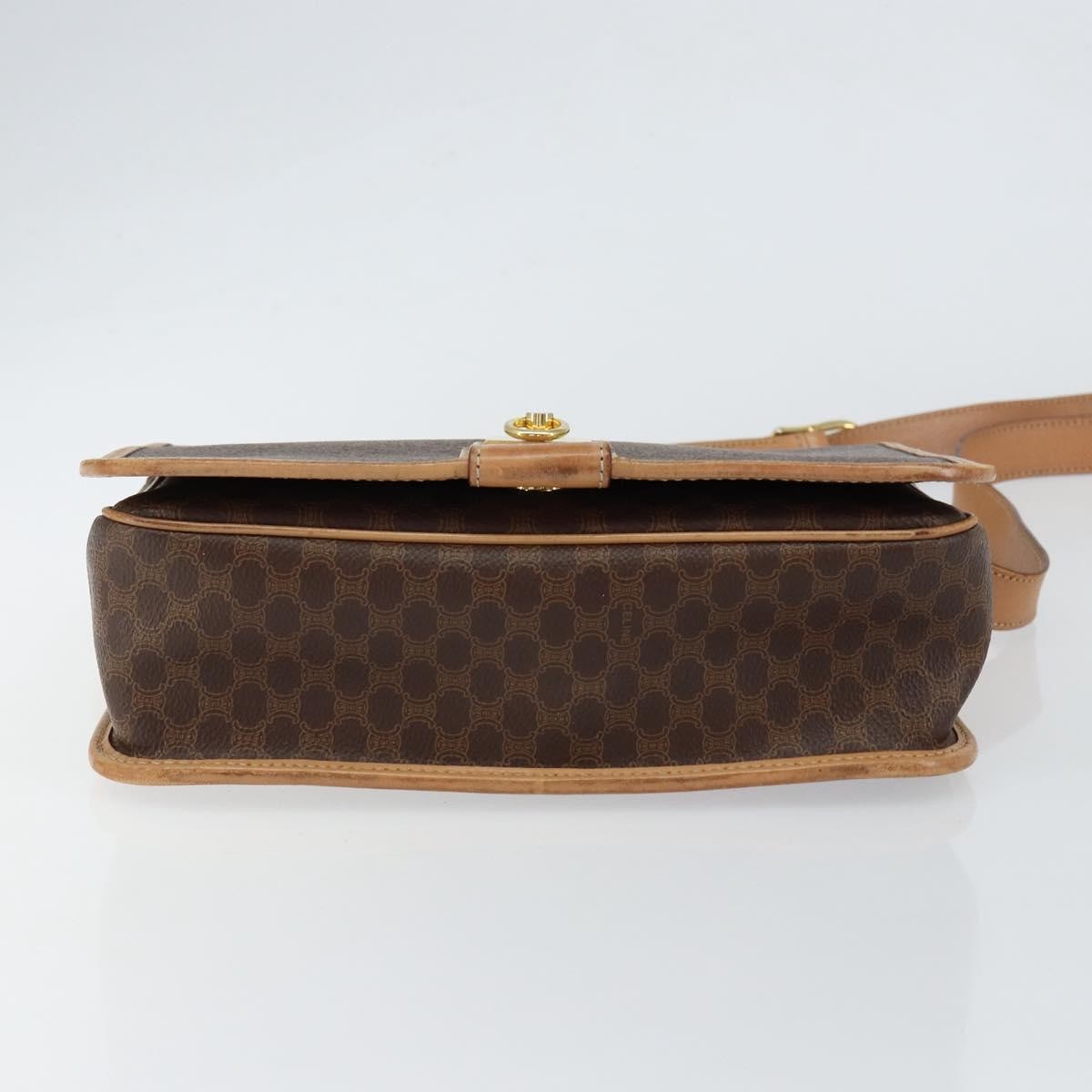 Celine Vintage Macadam Shoulder Bag Canvas And Leather Brown Canvas Shoulder Bag Bag