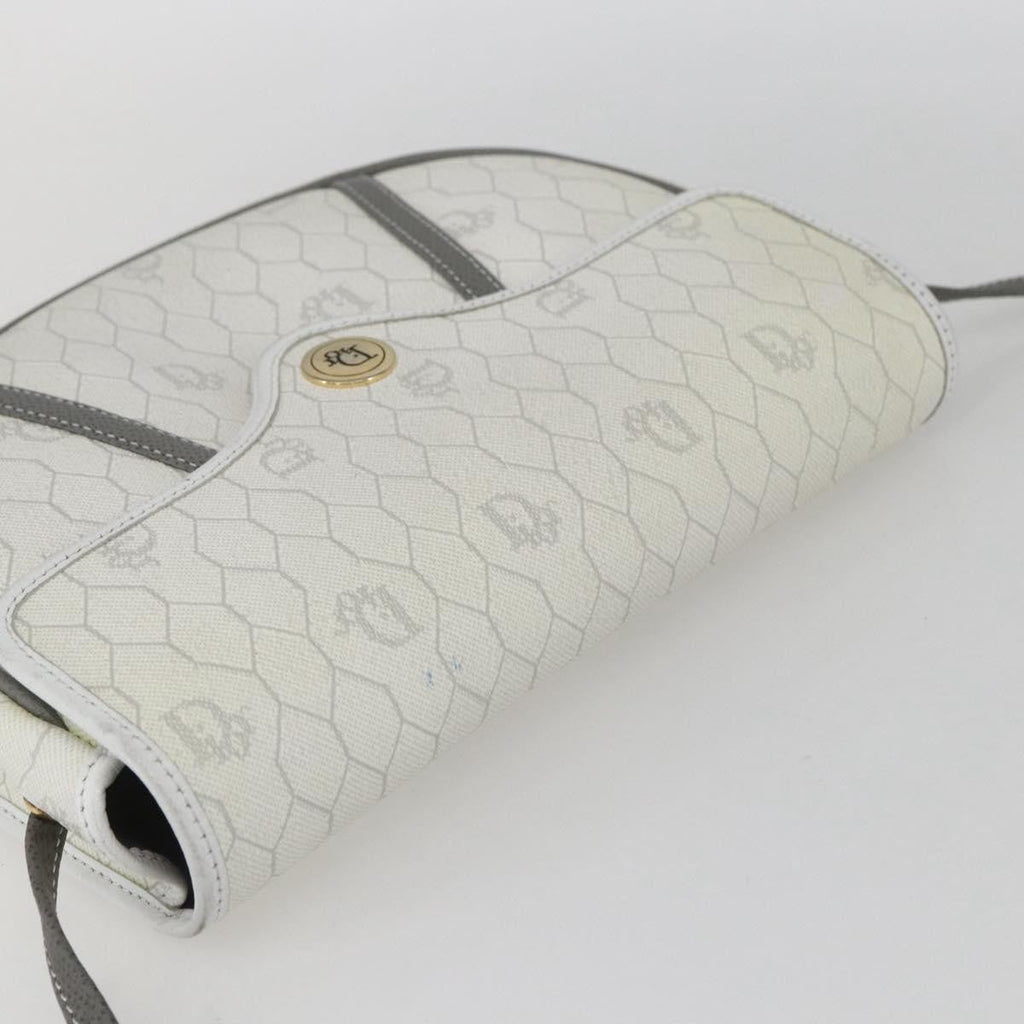 Christian Dior Vintage Honeycomb Flap Crossbody Bag Coated Canvas White Canvas Shoulder Bag Bag (Pre-Owned)