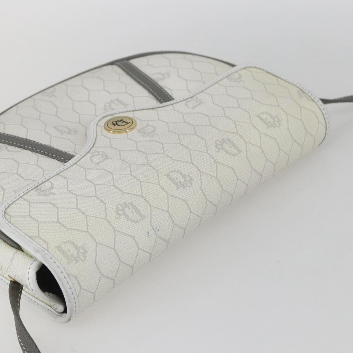Christian Dior Vintage Honeycomb Flap Crossbody Bag Coated Canvas White Canvas Shoulder Bag Bag (Pre-Owned)