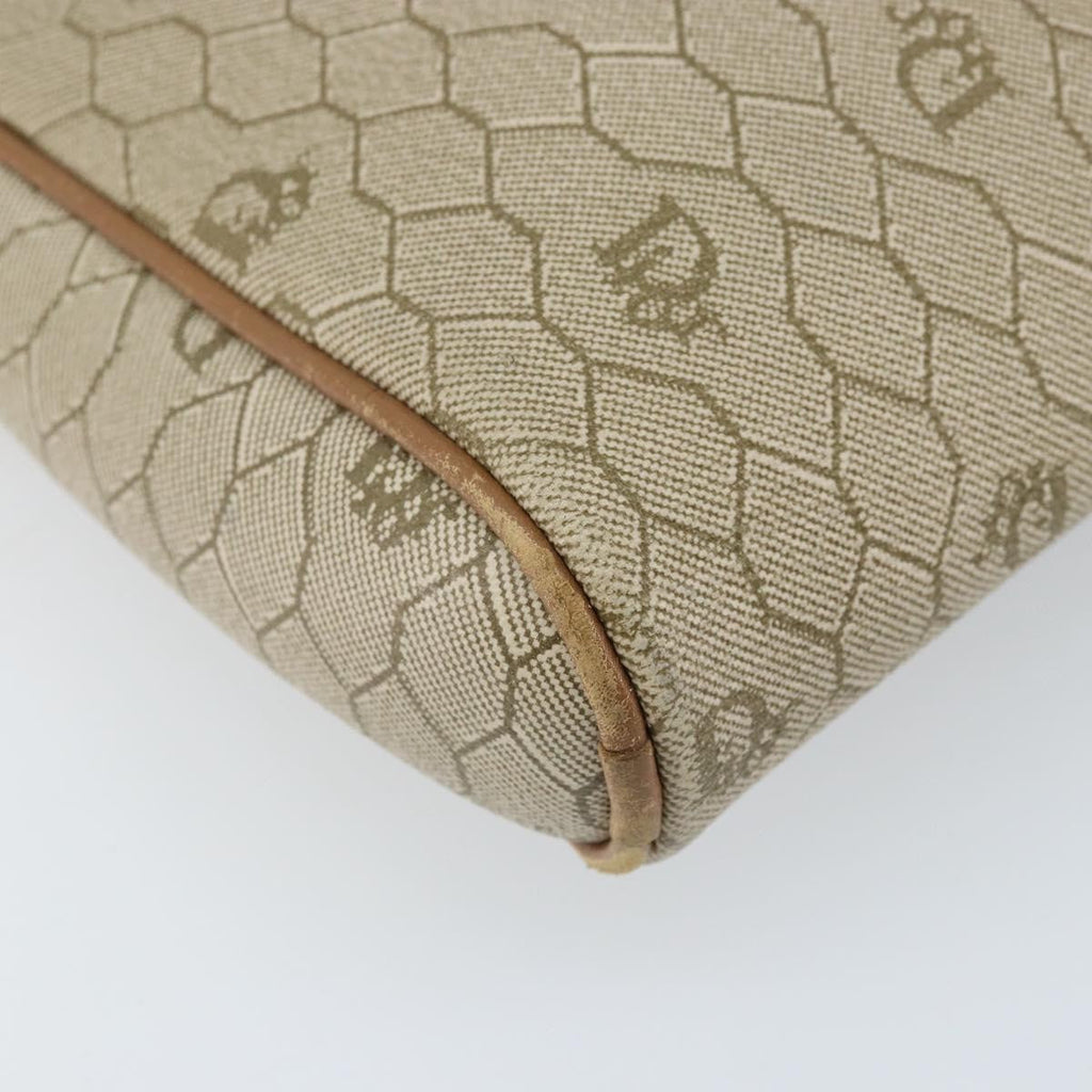 Christian Dior Vintage Honeycomb Shoulder Bag Canvas And Leather Beige Canvas Shoulder Bag Bag (Pre-Owned)
