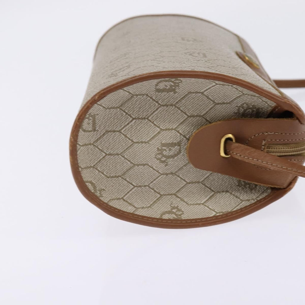 Christian Dior Vintage Honeycomb Shoulder Bag Canvas And Leather Beige Canvas Bag (Pre-Owned)