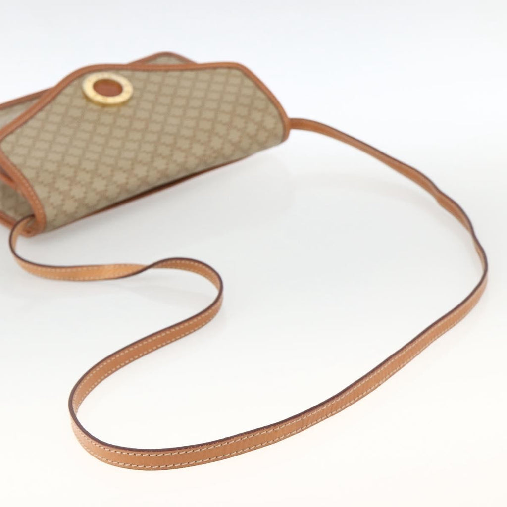 Celine Vintage Macadam Circle Logo Shoulder Bag Canvas And Leather Beige Canvas Shoulder Bag Bag