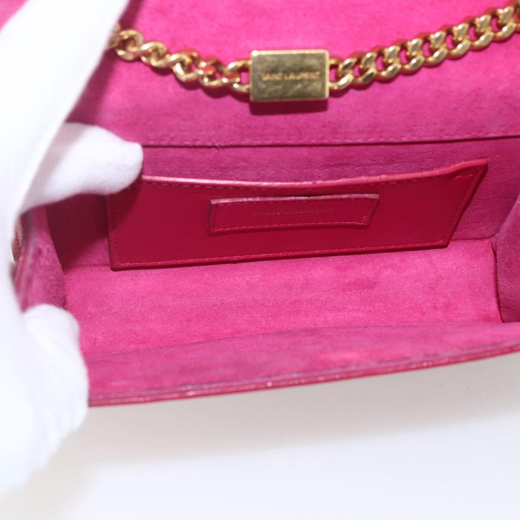 Saint Laurent Classic Monogram Crossbody Bag Grainy Leather Red Leather Clutche & Pouche Bag (Pre-Owned)