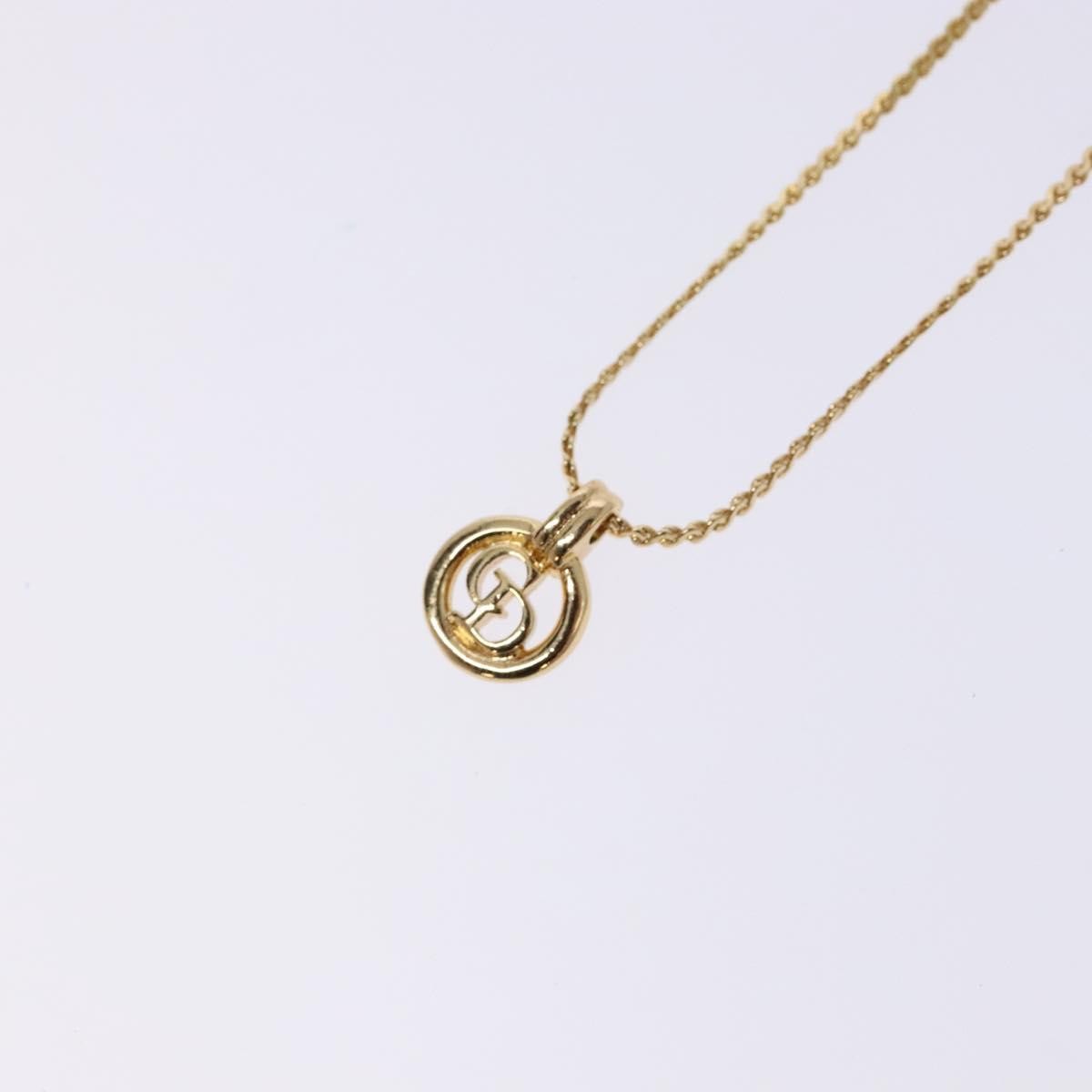 Christian Dior Cd Round Pendant Necklace Metal Gold Metal Necklace Jewelry (Pre-Owned)