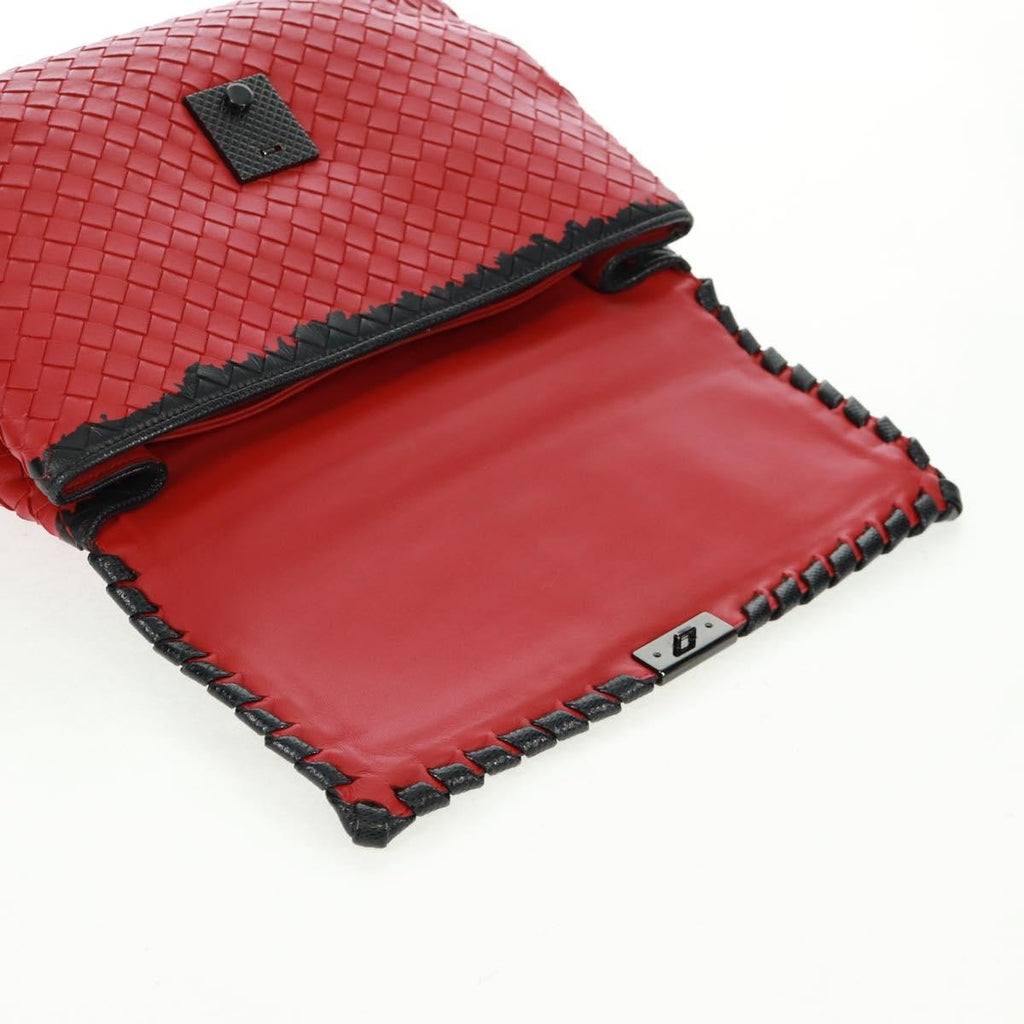 Bottega Veneta Glass Shoulder Bag Intrecciato Nappa With Snakeskin Red Leather Shoulder Bag Bag