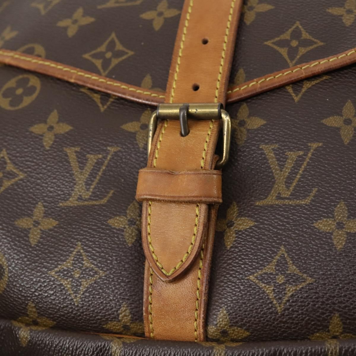 Louis Vuitton Saumur Handbag Monogram Canvas Brown Canvas Shoulder Bag