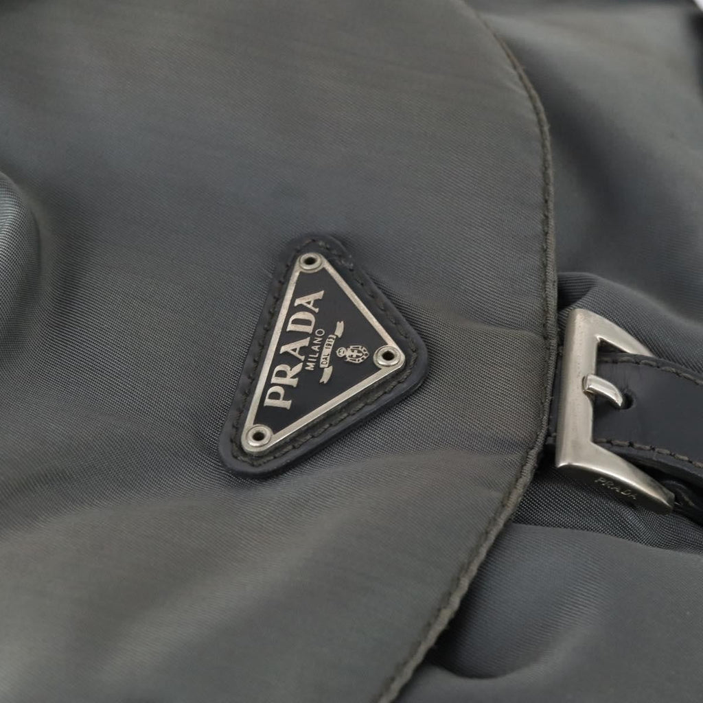 Prada Double Front Pocket Backpack Tessuto Gray Nylon Backpack Bag